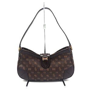 ETRO - Dark Brown Jacquard Leather Shoulder Bag
